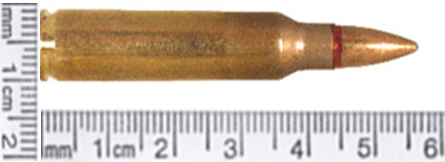 5.56 NATO cartridge, photographed by the BICC SALW Guide