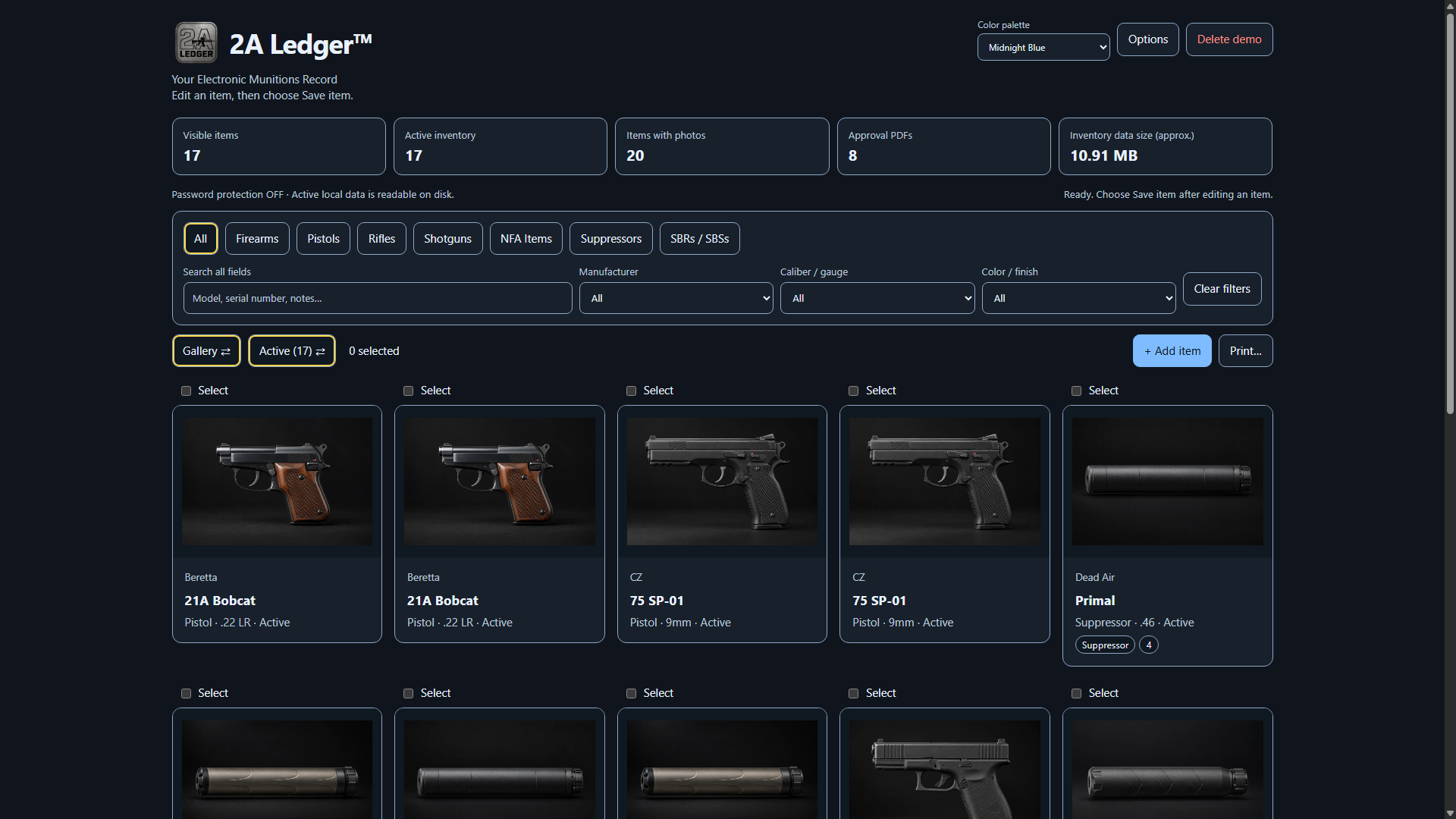 Psiol Reference Image 2A Ledger™ | Private Gun Record Keeping Software